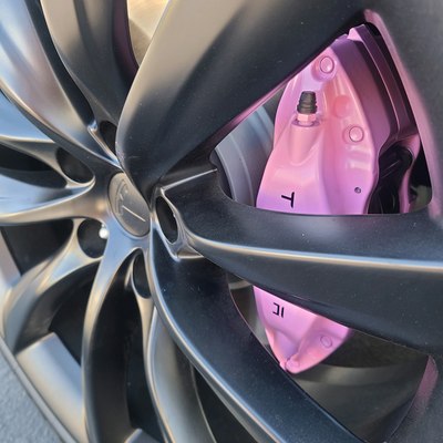 tesla purple brake caliper
