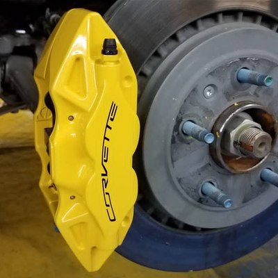 yellow vette brake caliper